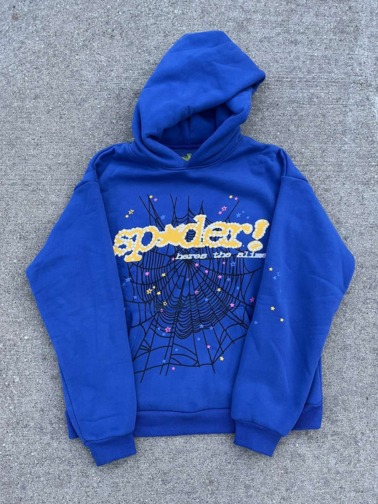 Sp5der hoodie Blue/Yellow