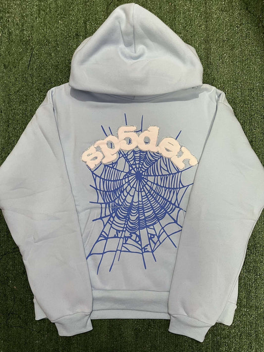 Sp5der hoodie Light Blue