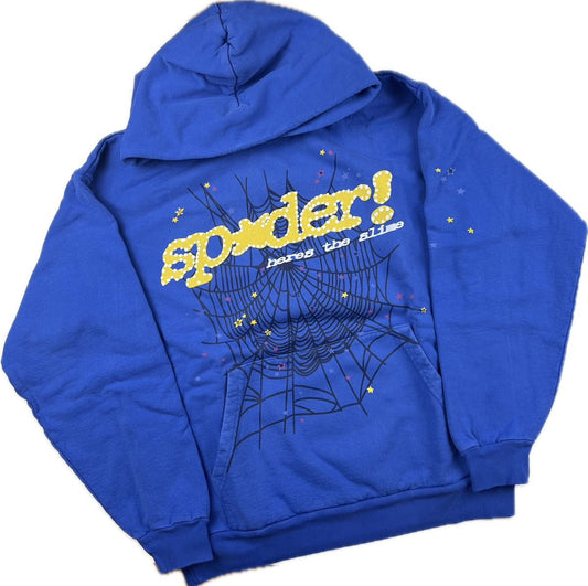 Sp5der hoodie Blue/Yellow